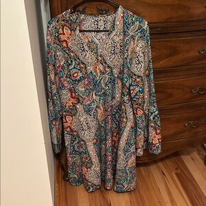 Colorful Paisley Long Sleeve Dress